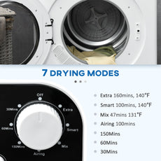 6kg Vented Tumble Dryer, Freestanding, Wall Mounted, Stackable, Portable Dryer with 7 Programmers, White-3