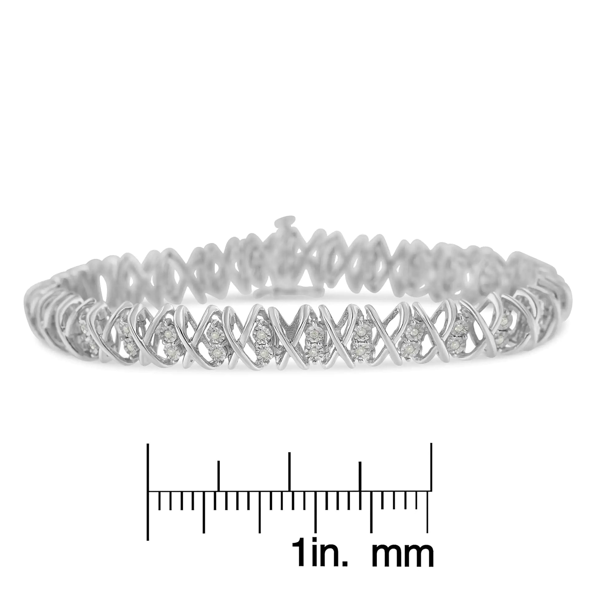 Sterling Silver rose-cut Diamond X-Link Bracelet (1 cttw, I-J Color, I2-I3 Clarity) - Puritific