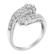 14KT White Gold Diamond Cluster Ring Band (7/8 cttw, H-I Color, I1-I2 Clarity) - Puritific