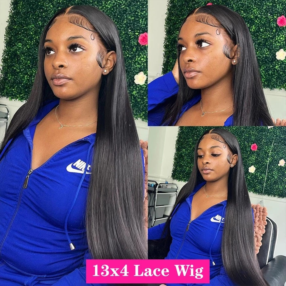 30 40 Inch Bone Straight HD Lace Frontal Wigs Pre Plucked Brazilian Transparent 13x4 Lace Front Human Hair For Women 250 Density - Puritific