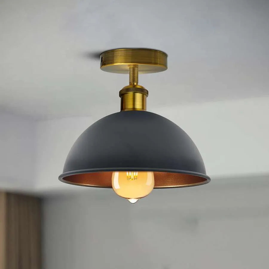 Vintage Retro Industrial Flush Mount Ceiling Light metal lampshade ~5111-0