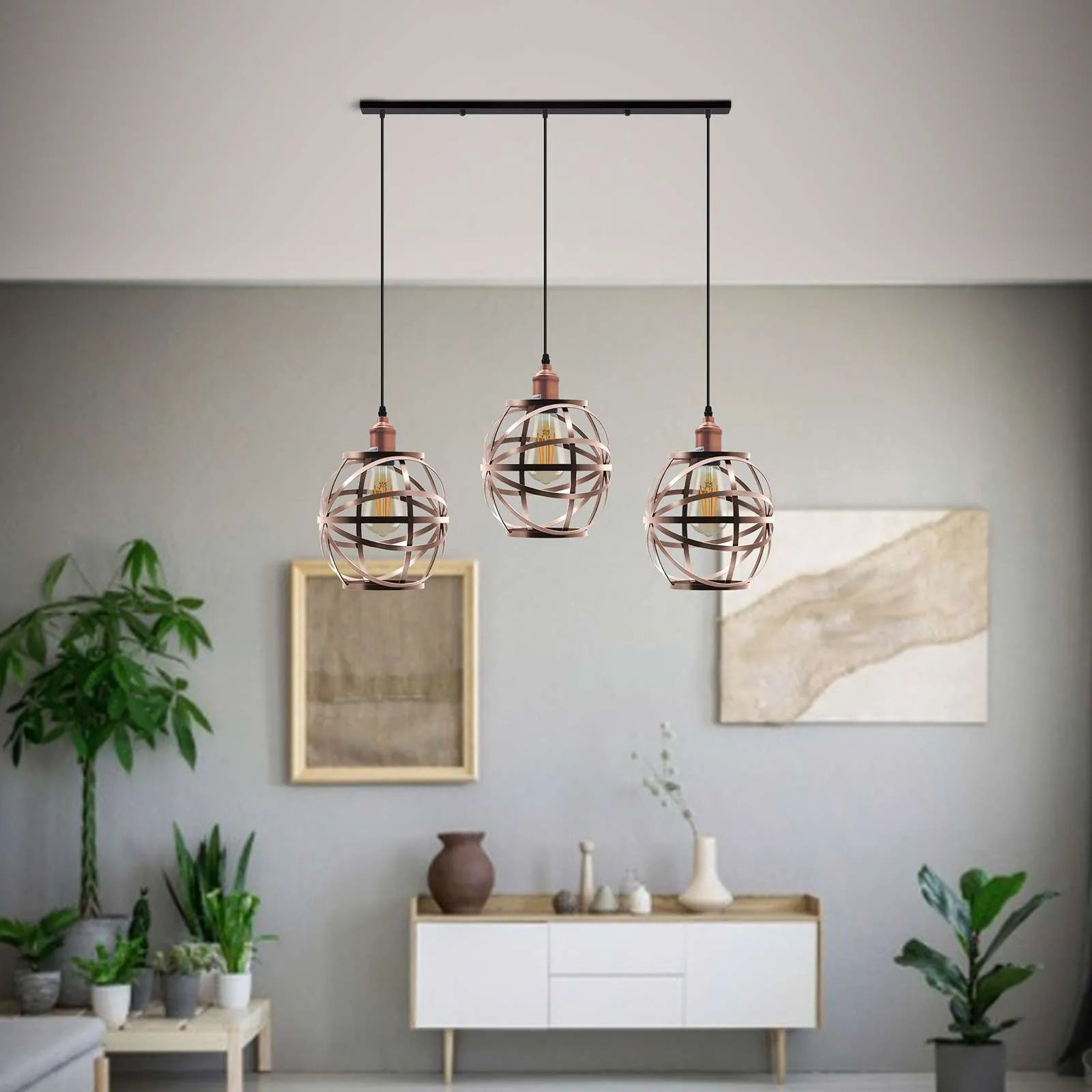 3 Head Wire Cage Hanging Pendant Light~5105-0