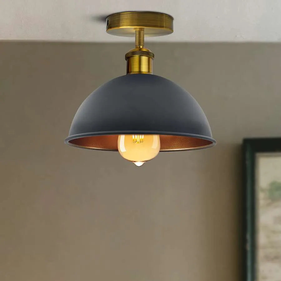 Vintage Retro Industrial Flush Mount Ceiling Light metal lampshade ~5111-3