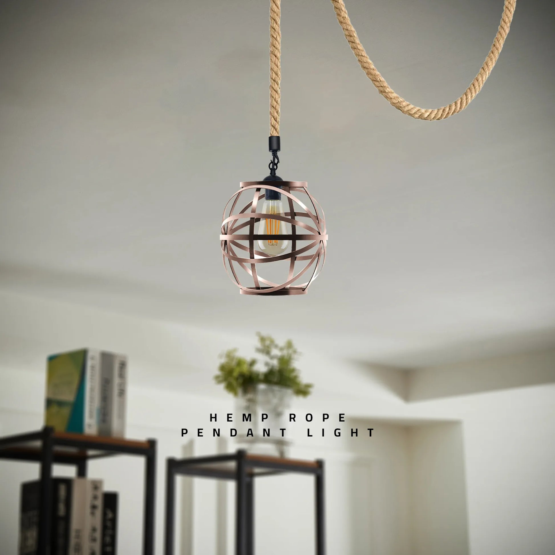 Single Ceiling Spider Hemp Rope Hanging  Pendant light Swag Hook Guard Wire Cage~5087-2