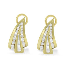 14K Yellow Gold 2 1/4 cttw Diamond Huggy Earrings (I-J, SI1-I2) - Puritific