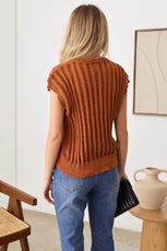 Oversize Sleeveless Ladder Stitch Ribbed Sweater Top