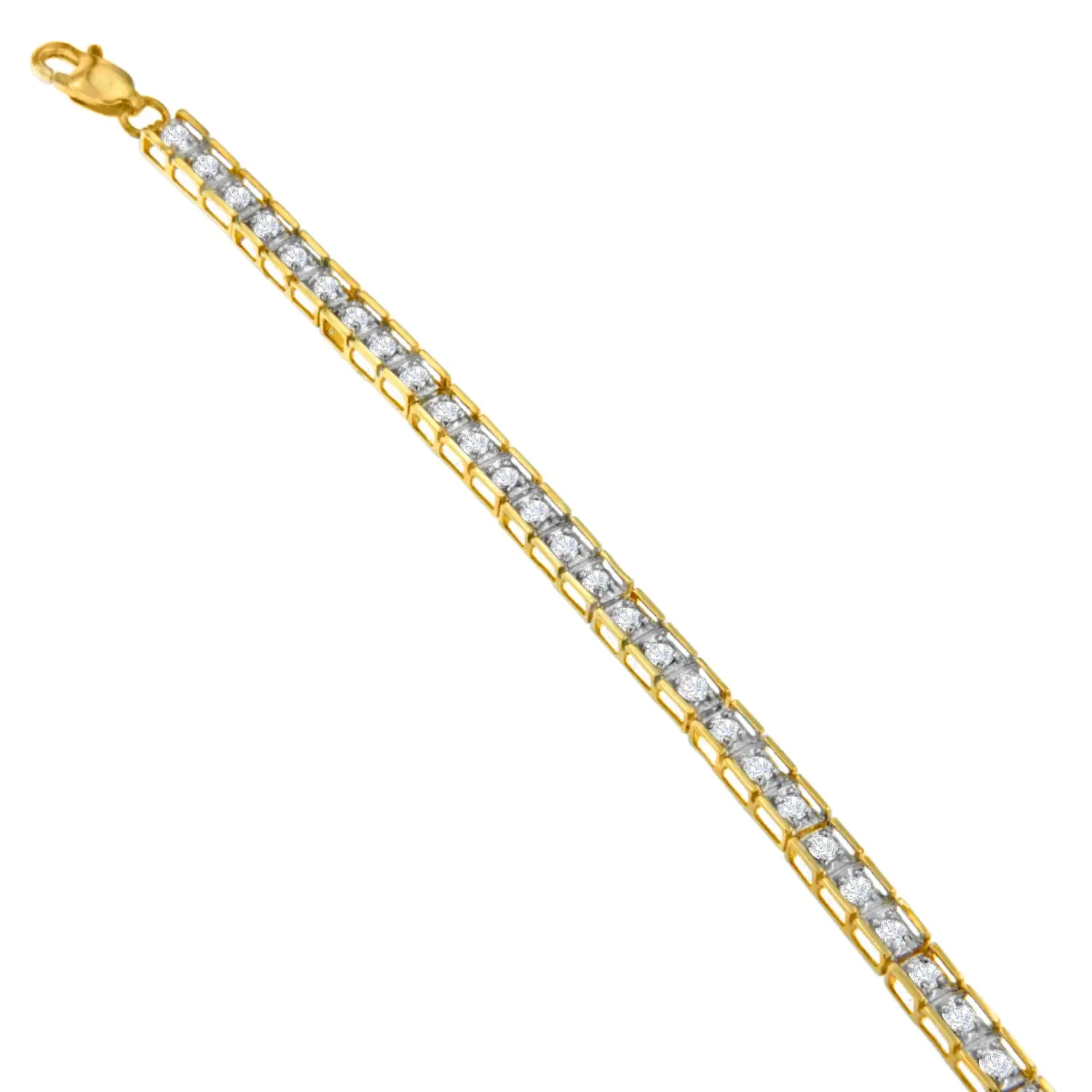 14K Yellow Gold Round-Cut Diamond Square Link Bracelet (1.00 cttw, H-I Color, I2-I3 Clarity) - Puritific