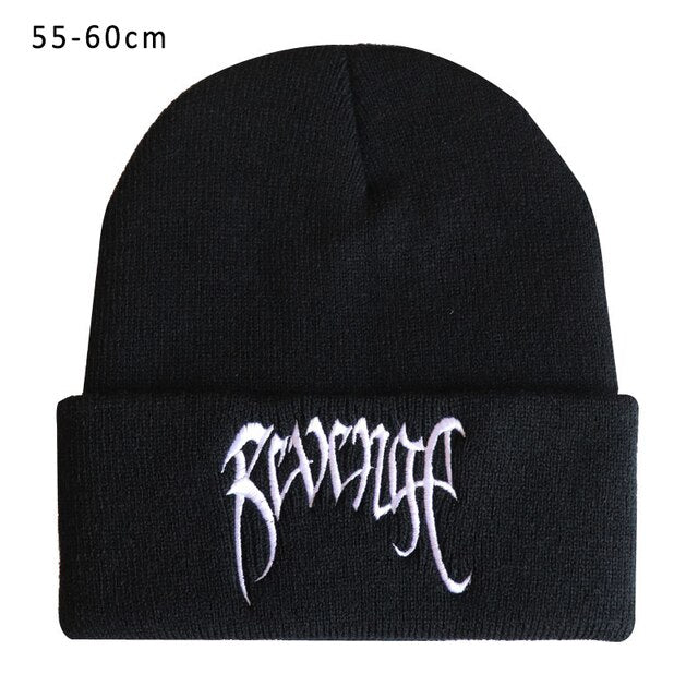 Autumn Winter Black Knitted Embroidery Hats - Puritific