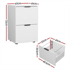 Artiss Filing Cabinet Files Storage Office Shelves File Organiser White 2 Drawer-1