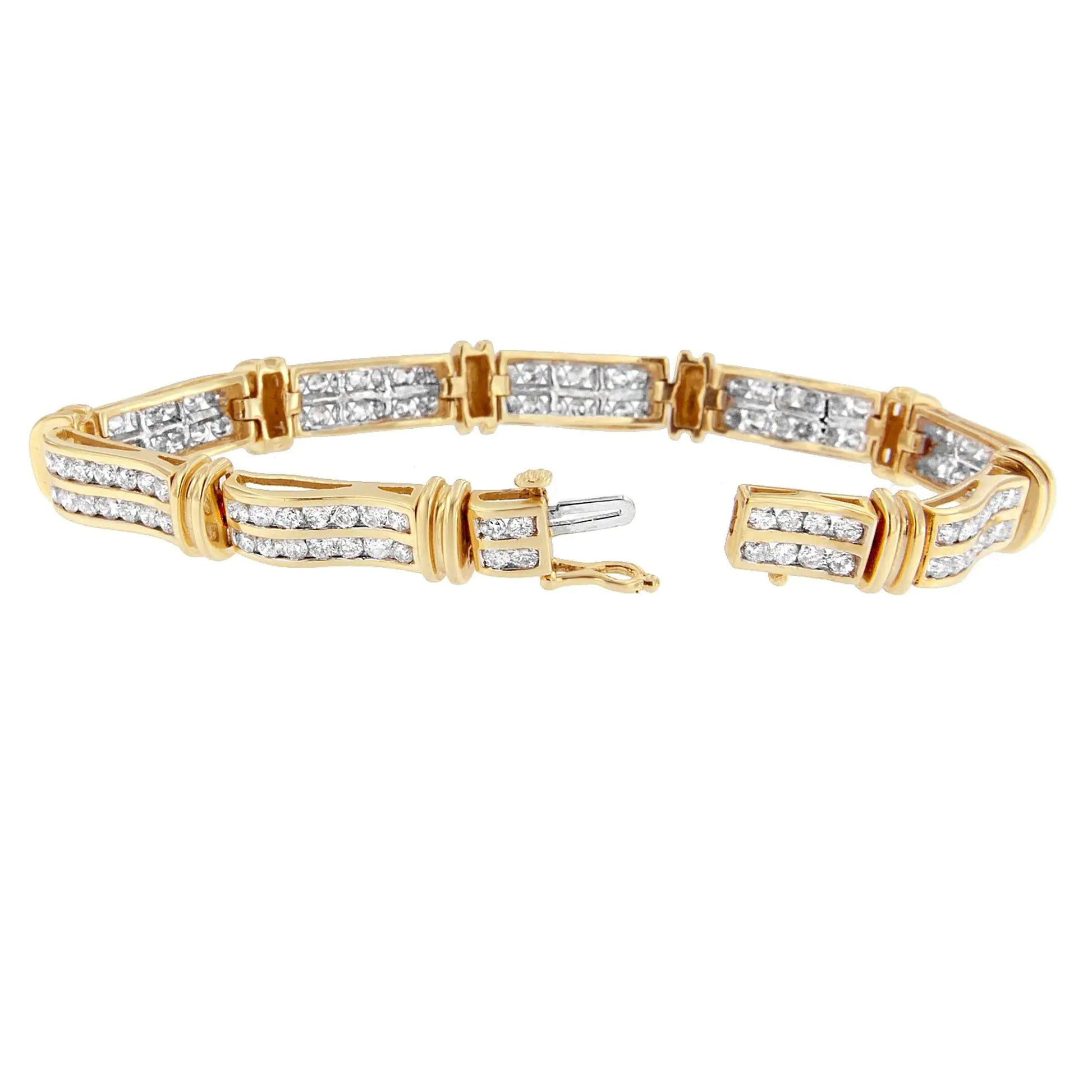 14K Yellow Gold Round-Cut Diamond Bracelet (5.35 cttw, H-I Color, I1-I2 Clarity) - Puritific