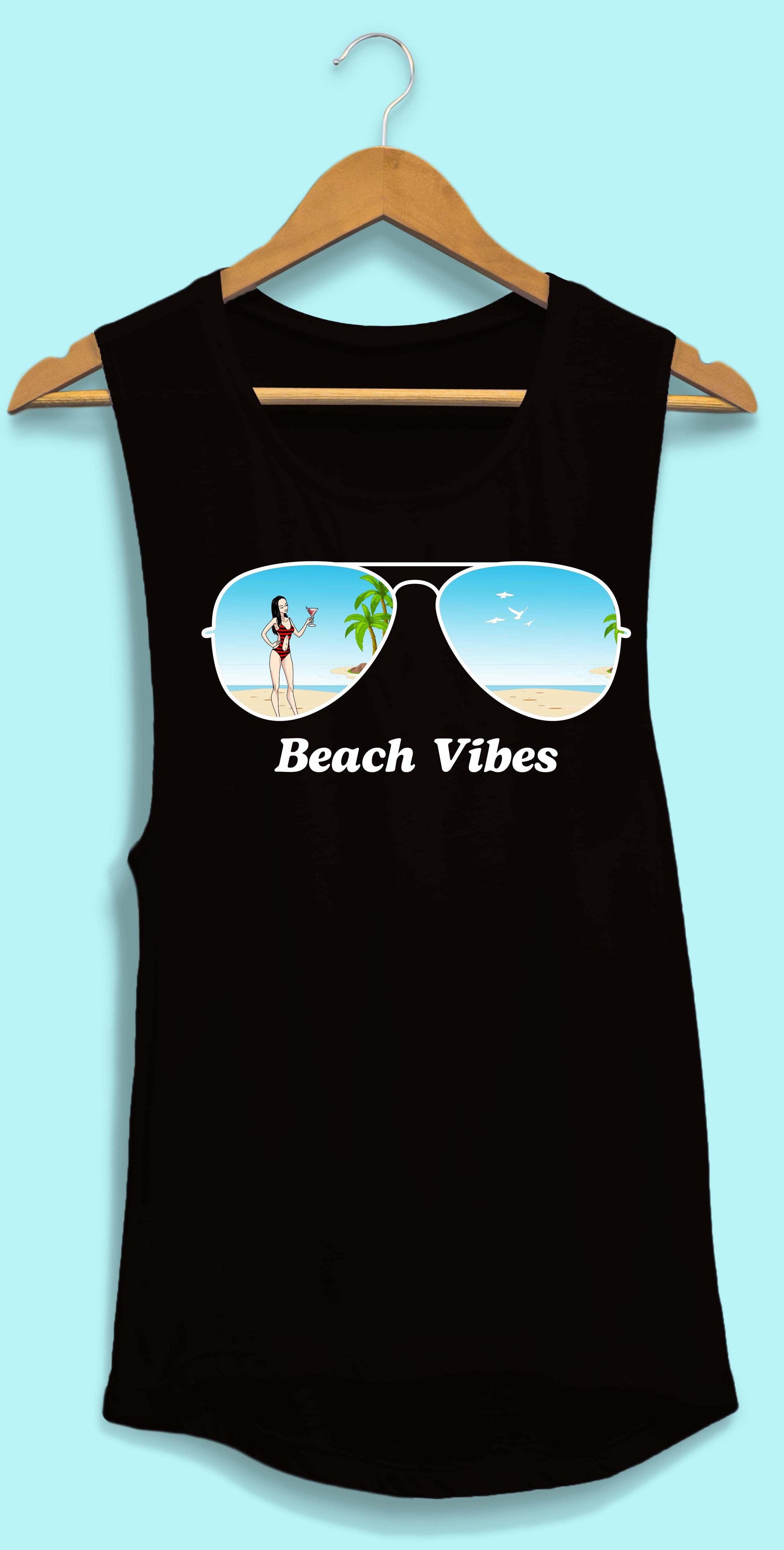 Aviator Bride Vibes 😎 | Beach Vibes - Bachelorette Beach Party Flowy Muscle Tank Tops - Puritific