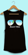 Aviator Bride Vibes 😎 | Beach Vibes - Bachelorette Beach Party Flowy Muscle Tank Tops - Puritific