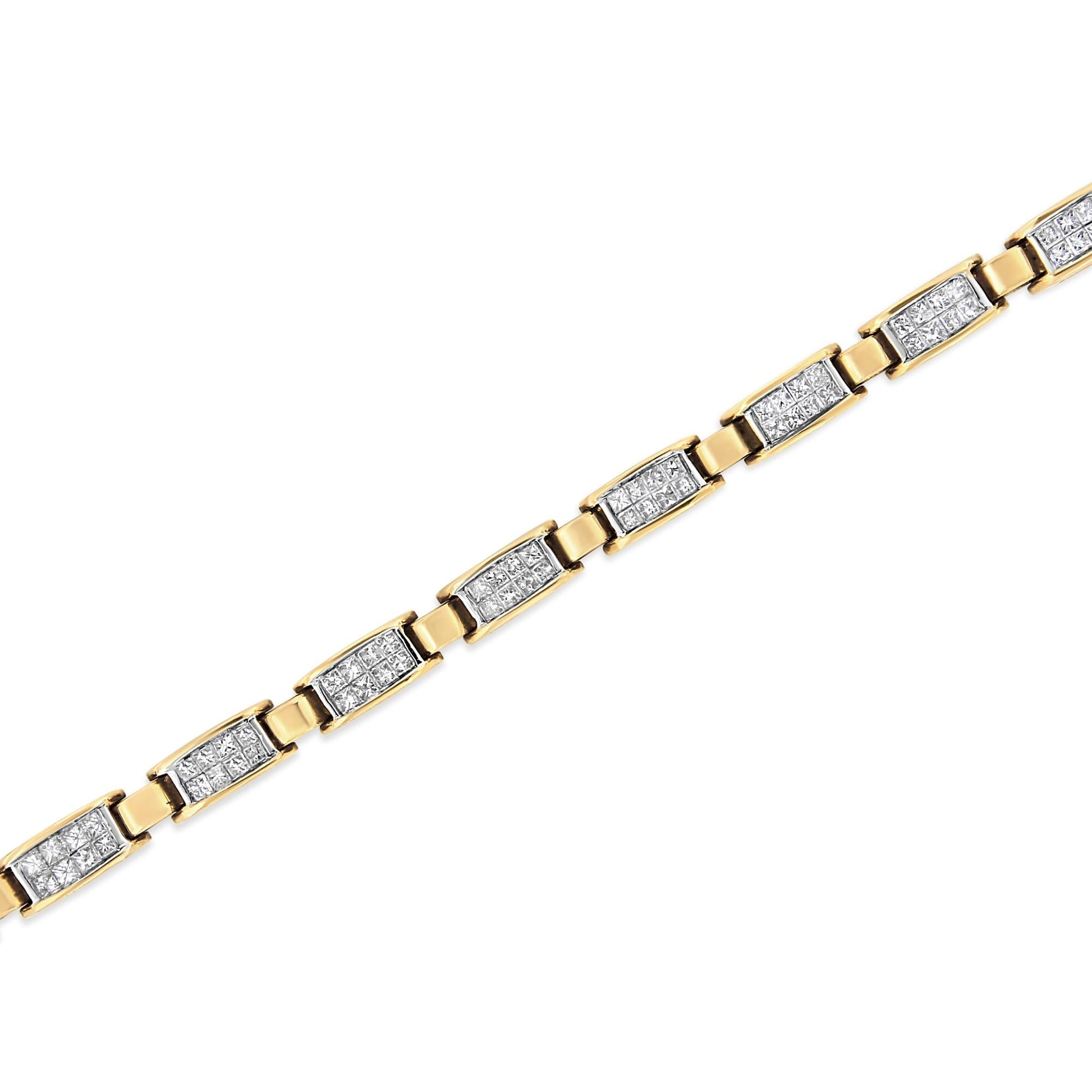 14K Yellow Gold 2 1/2 Cttw Princess-Cut Diamond Link Tennis Bracelet (H-I Color, SI2-I1 Clarity) - 7.25" - Puritific