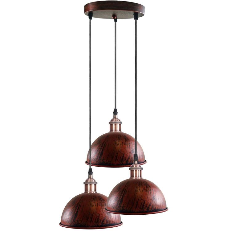 Cluster 3-Light Antique Brass Dome Pendant Light ~1263-4