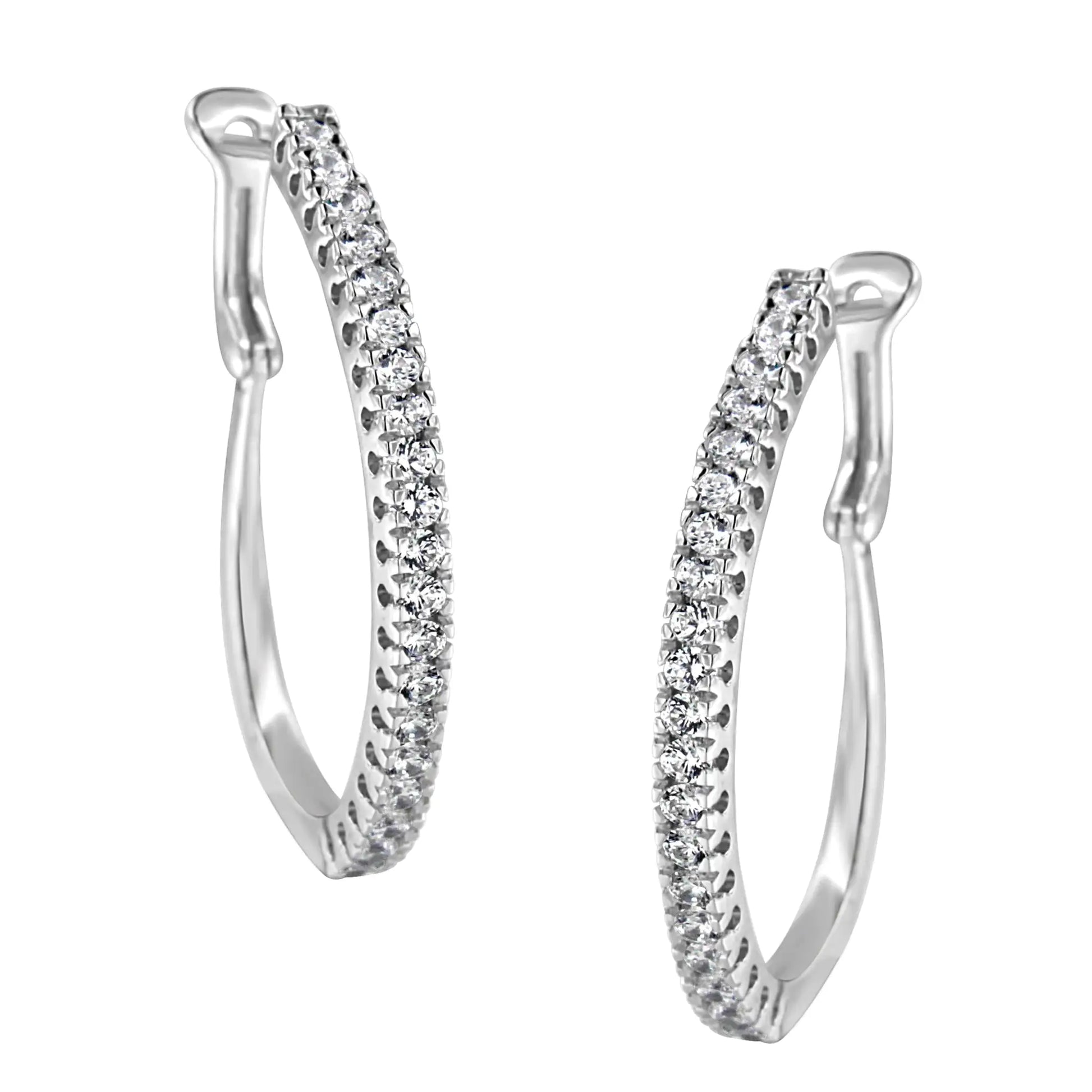 14KT White Gold 1 cttw Diamond Hoop Earrings (H-I, I1-I2) - Puritific