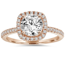 18K White Gold Plated Crystal Halo Ring - 3 Colors Available - Puritific