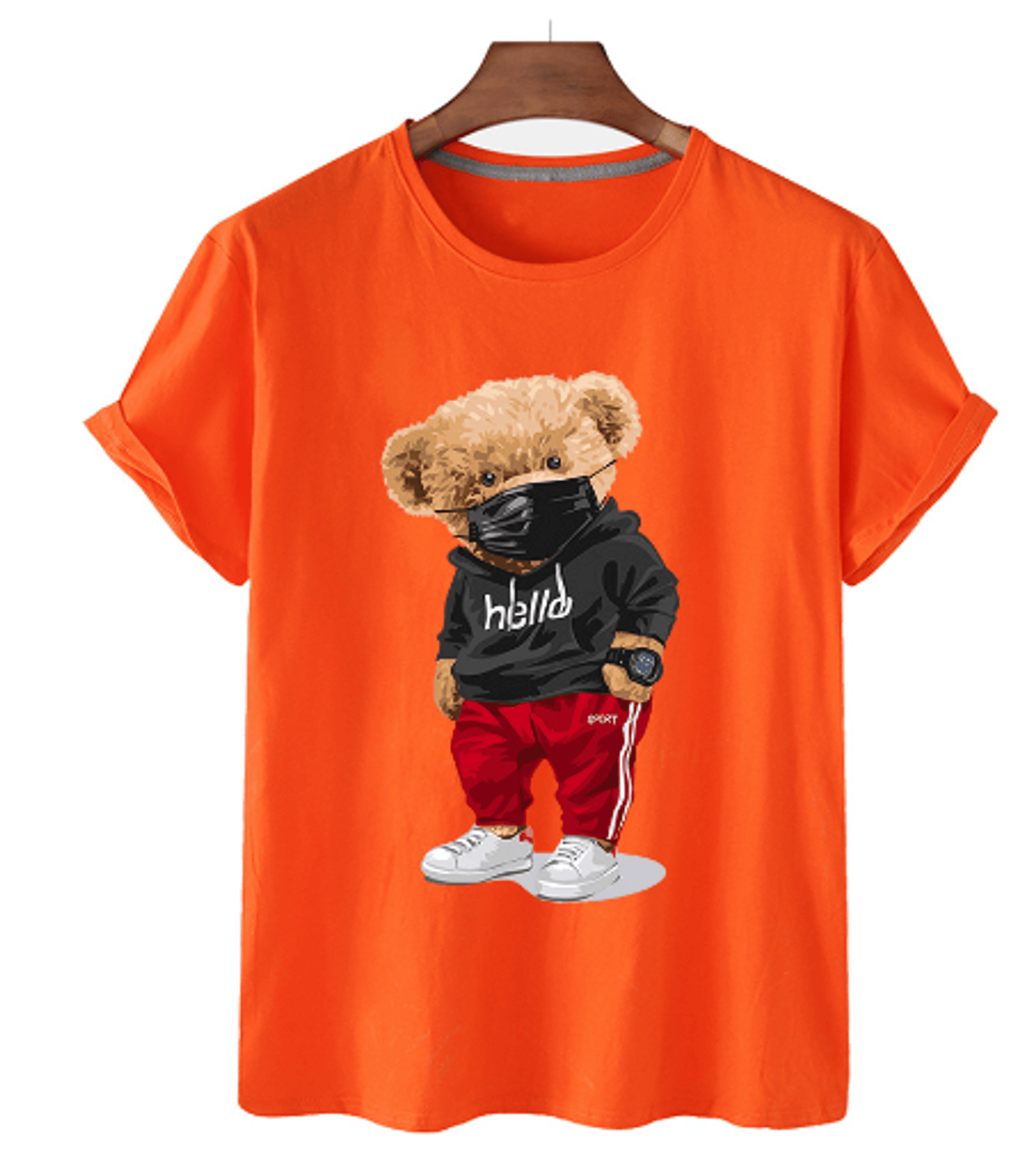 Bear Print Men's Cotton T Shirt - Puritific