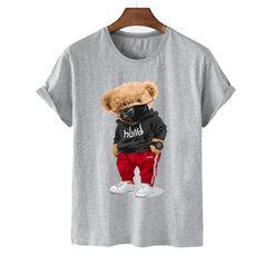 Bear Print Men's Cotton T Shirt - Puritific