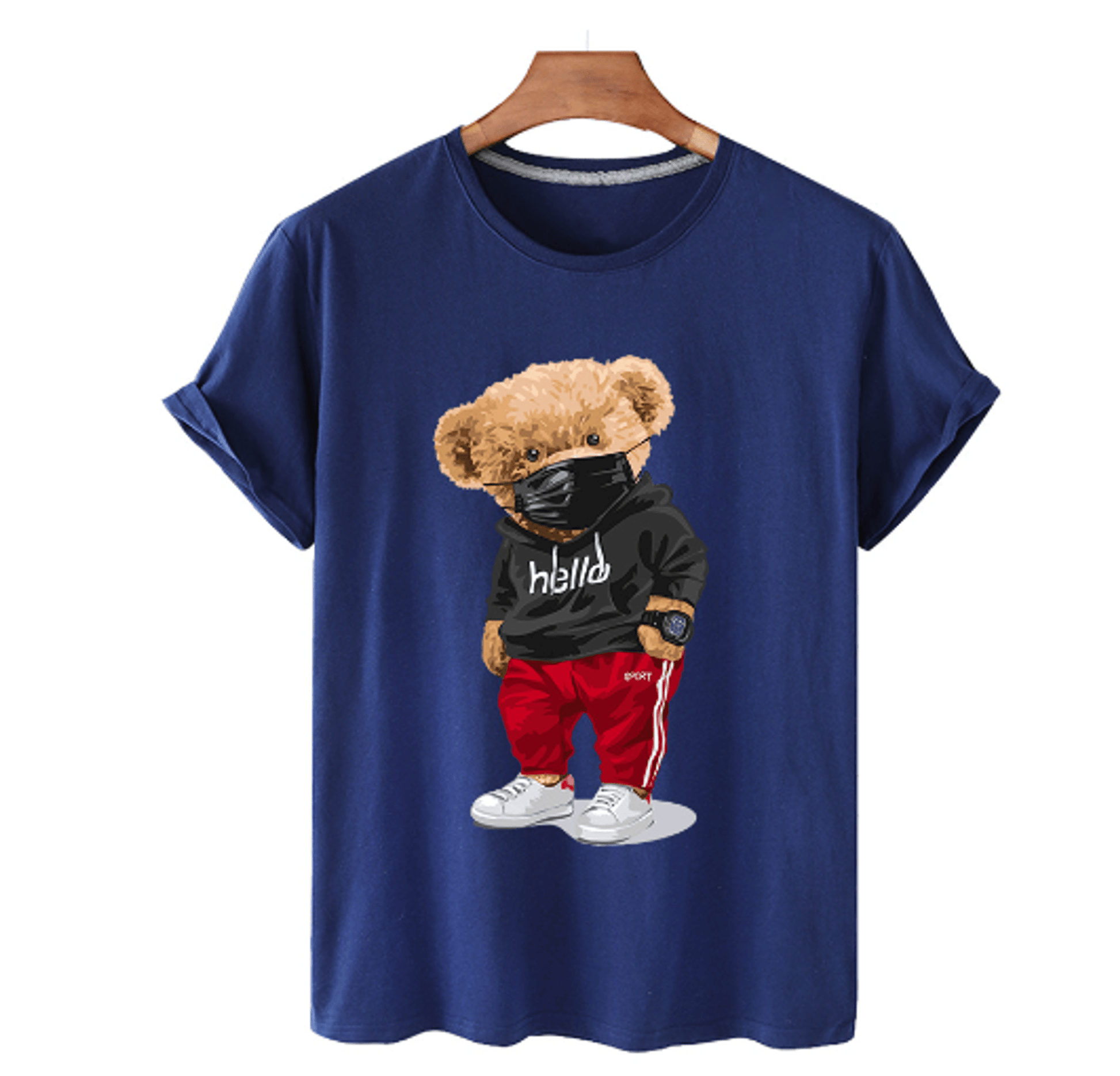 Bear Print Men's Cotton T Shirt - Puritific