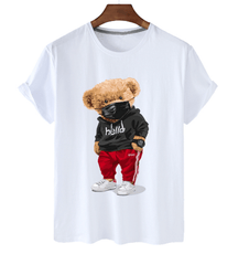 Bear Print Men's Cotton T Shirt - Puritific