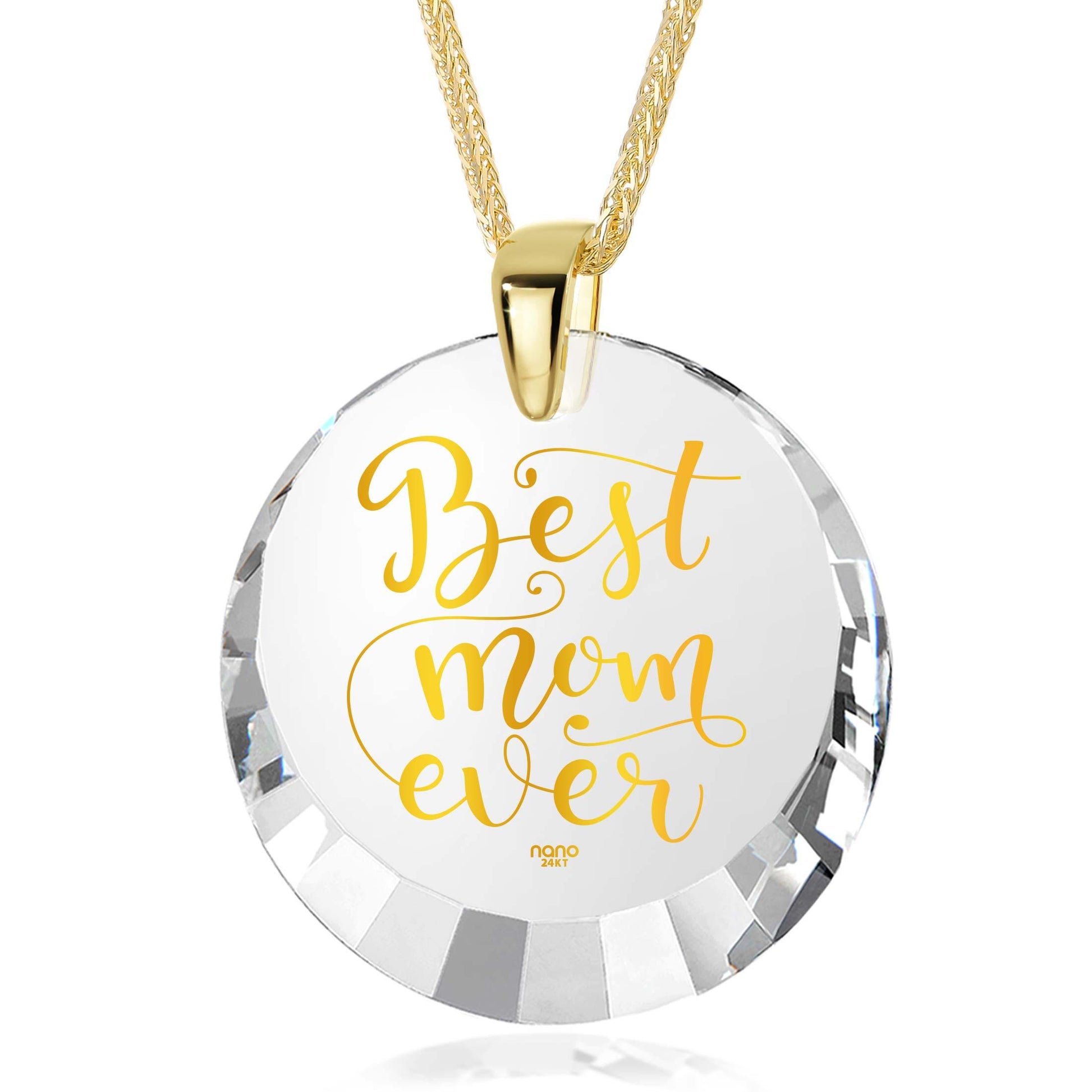 Best Mom Gold Plated Silver Necklace 24k Gold Inscribed - Mother's Birthday Gift - Puritific