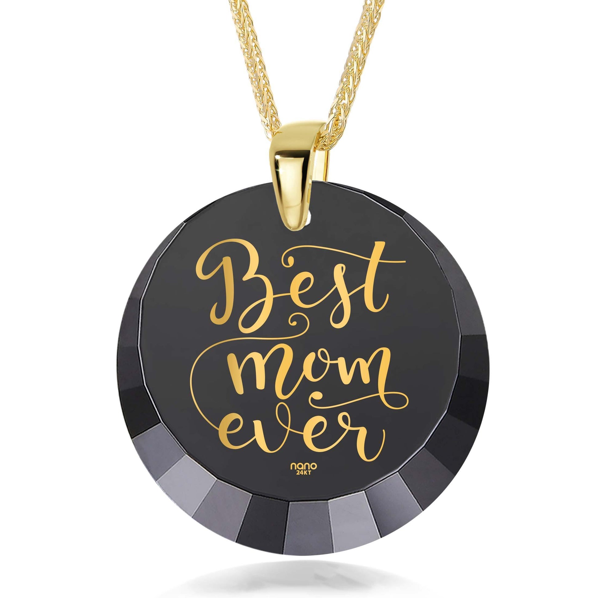 Best Mom Gold Plated Silver Necklace 24k Gold Inscribed - Mother's Birthday Gift - Puritific