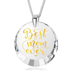 Best Mom Silver Necklace 24k Gold Inscribed - Mother's Day Jewelry Gift - Puritific