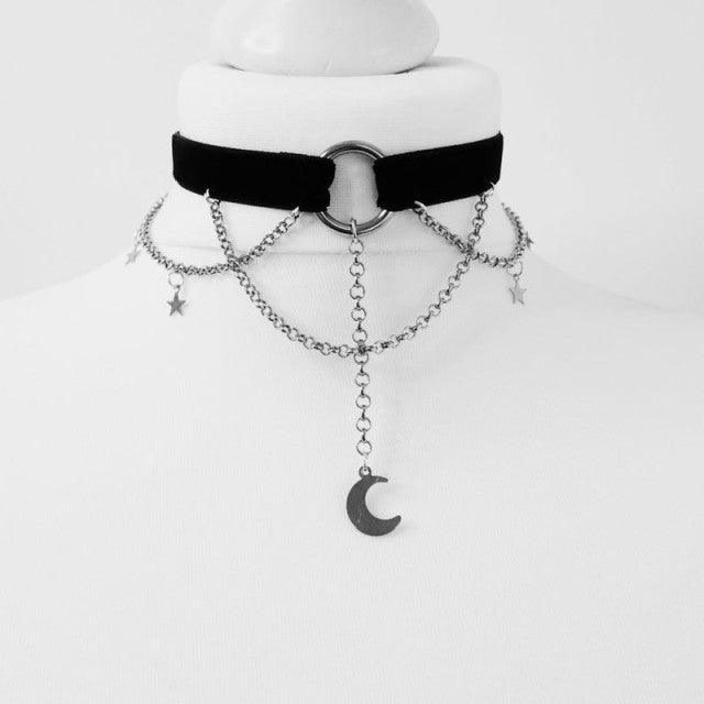 Black Crescent Moon Necklace - Puritific