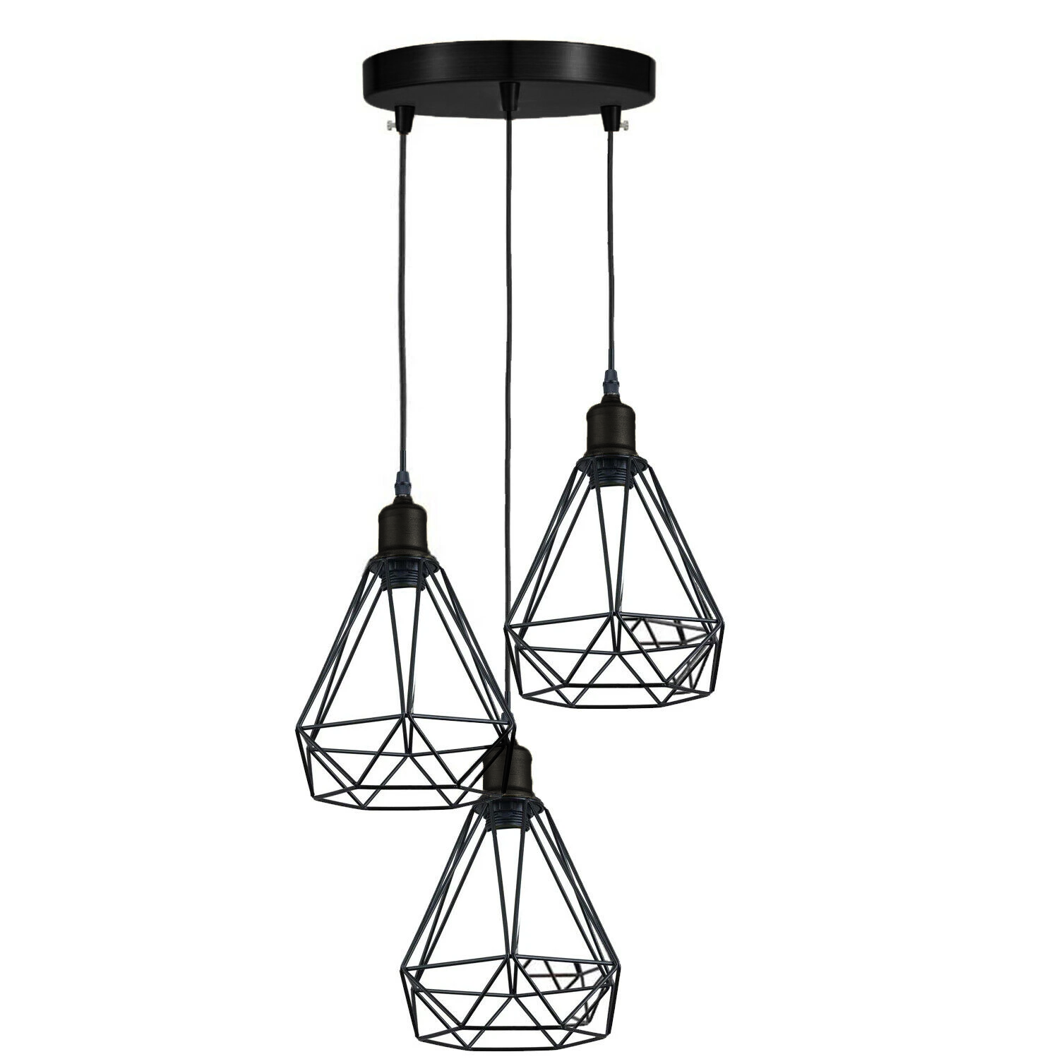 Vintage Industrial Retro Suspended 3 Head Ceiling Pendant Light Lampshade Light~2063-7