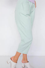 Pastel Sage Chic Solid Ankle Wide Leg Adjustable Snap Waist Pants /3-2-1