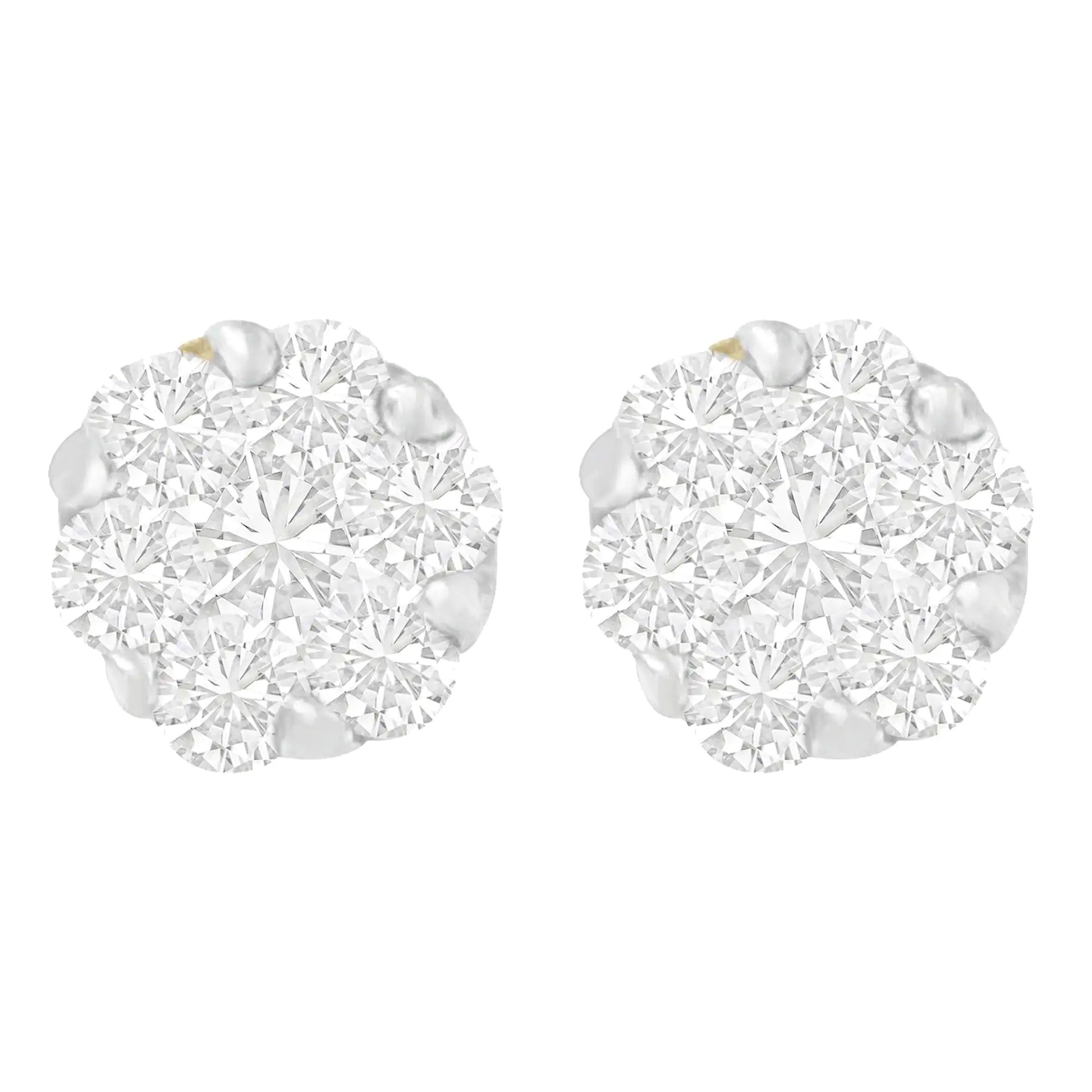 14K Yellow Gold Round-cut Diamond Earrings (1 cttw, I-J Color, SI1-SI2 Clarity) - Puritific