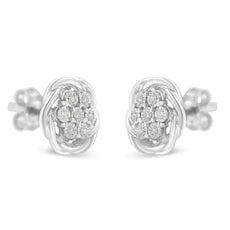 Sterling Silver Diamond Swirl Cluster Stud Earrings (1/6 cttw, I-J Color, I2-I3 Clarity) - Puritific