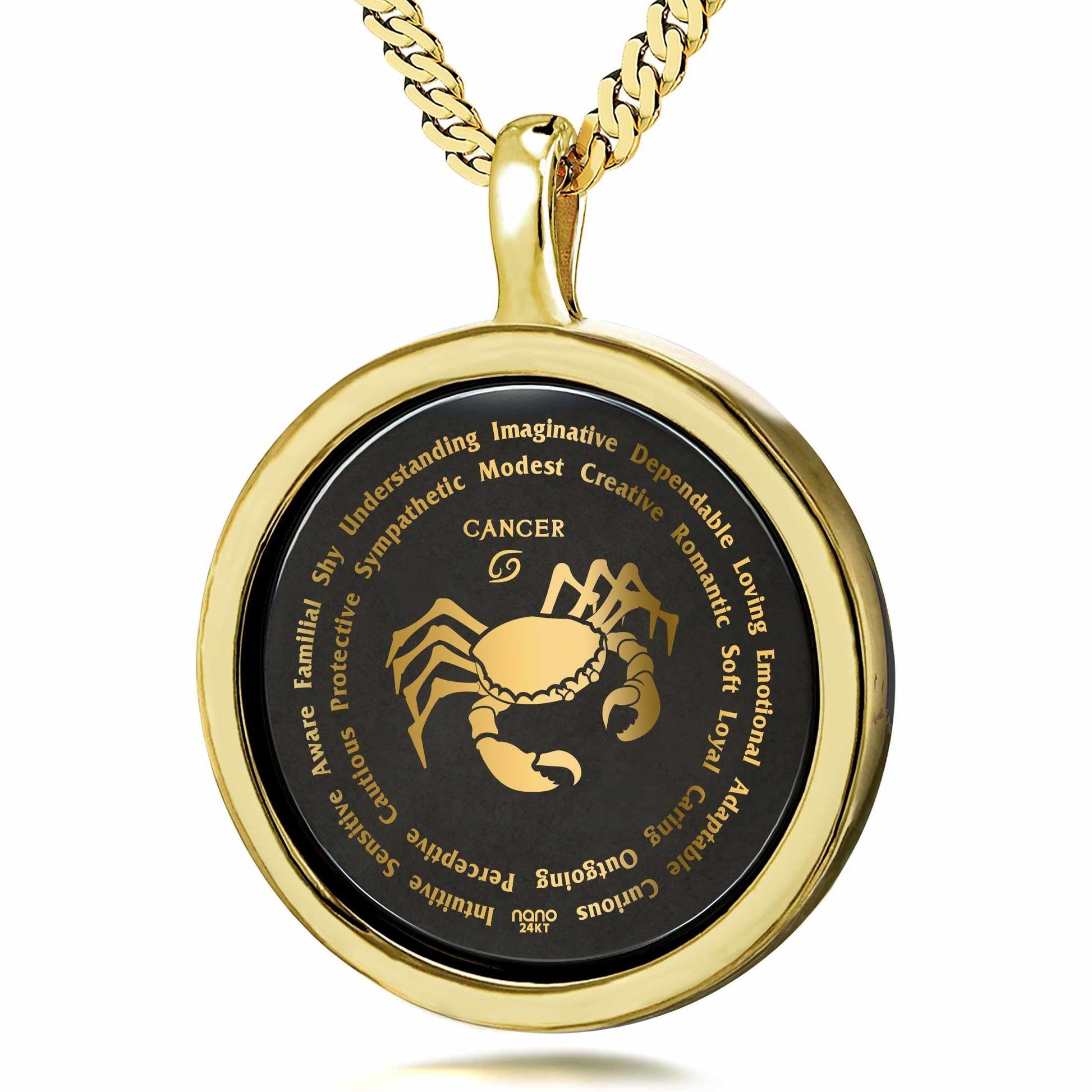 Cancer Necklaces for Lovers of the Zodiac 24k Gold Inscribed - Puritific