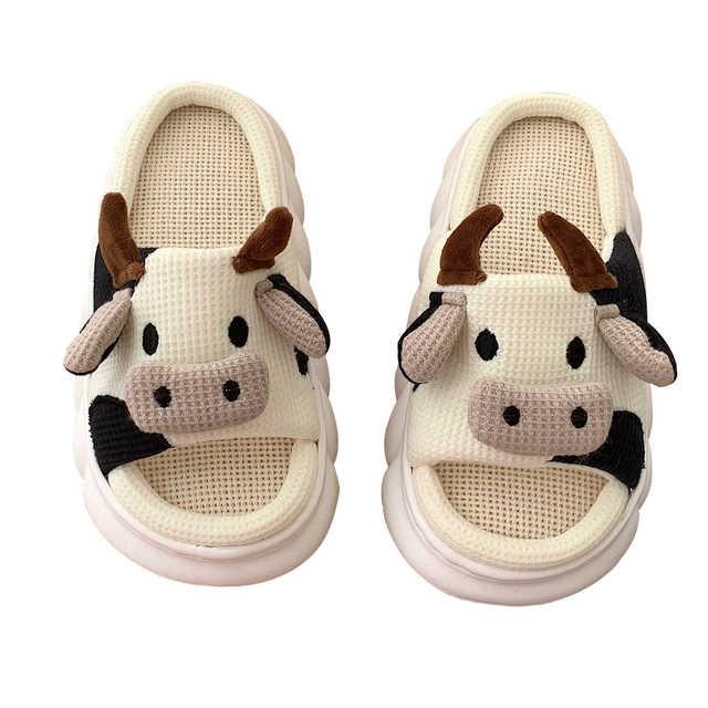 Cartoon Milk Cow Slippers - Puritific