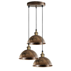 Cluster 3-Light Antique Brass Dome Pendant Light ~1263-5