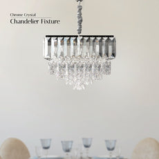 Crystal Chrome Rectangular Droplet Ceiling Chandelier  ~5426-1