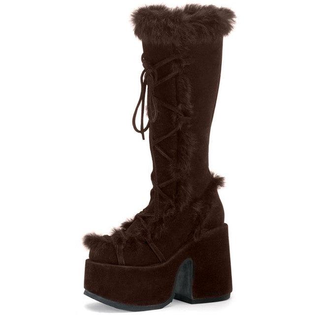 Chunky High Heeled Winter Boots - Puritific