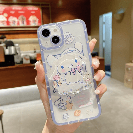 Cinnamoroll Sanrio With Quicksand Stand Phone Case - Puritific