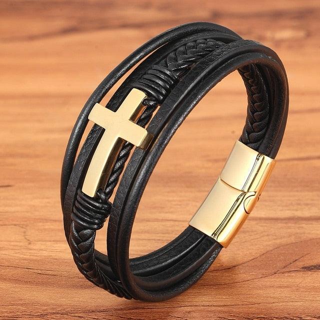 Clasp Stitching Men's Leather Bracelet - Puritific