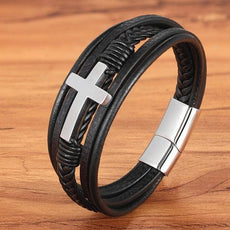 Clasp Stitching Men's Leather Bracelet - Puritific