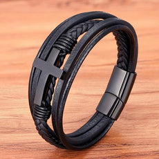 Clasp Stitching Men's Leather Bracelet - Puritific