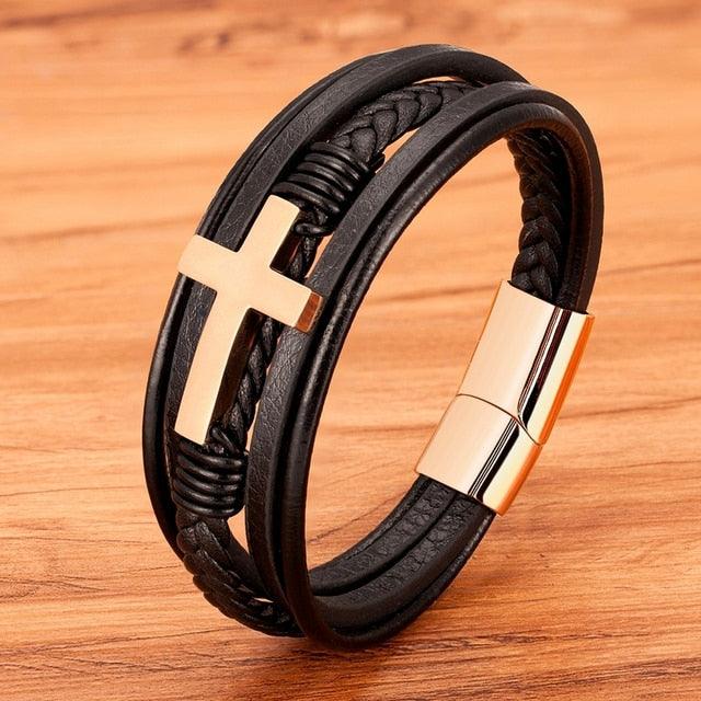 Clasp Stitching Men's Leather Bracelet - Puritific