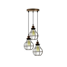 Vintage Ceiling Pendant Lights Industrial Metal Cage 3Way LED Hanging Retro Lamp~5101-7