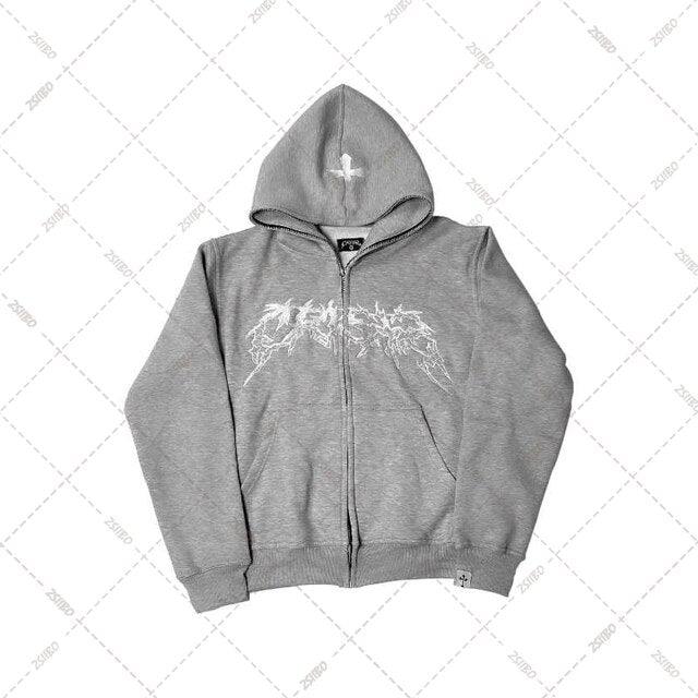 Cross Letter Printing Hooded Sweater - Puritific