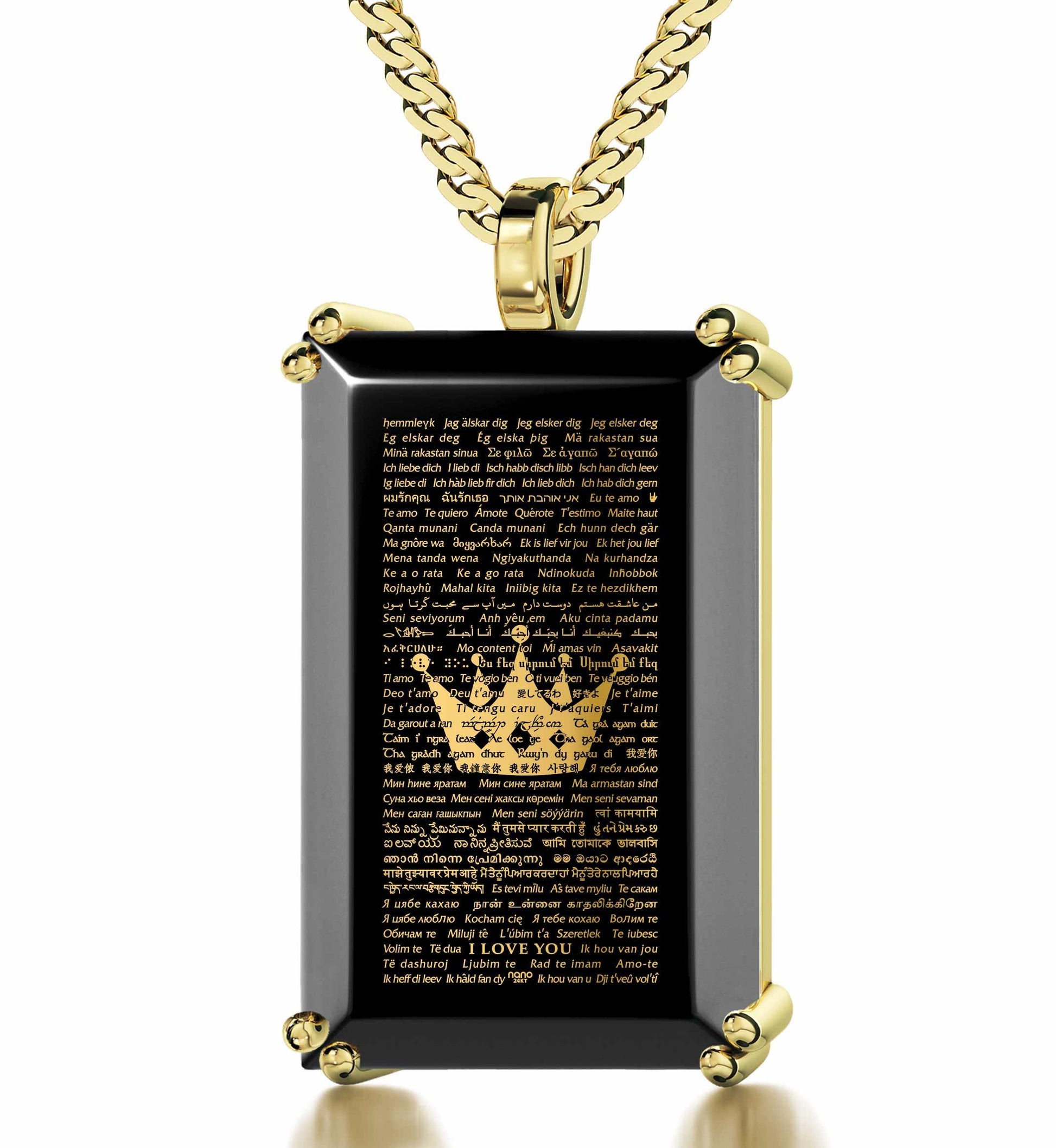 Crown the King of Your Heart Necklace Over 100 Languages I Love You Pendant - Puritific