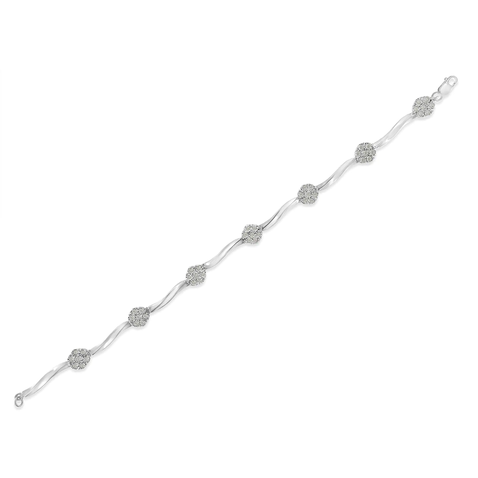 Sterling Silver Diamond Link Bracelet (1 cttw, H-I Color, I1-I2 Clarity) - Puritific