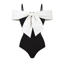 Sexy Bow Design White And Black Playsuits - Puritific