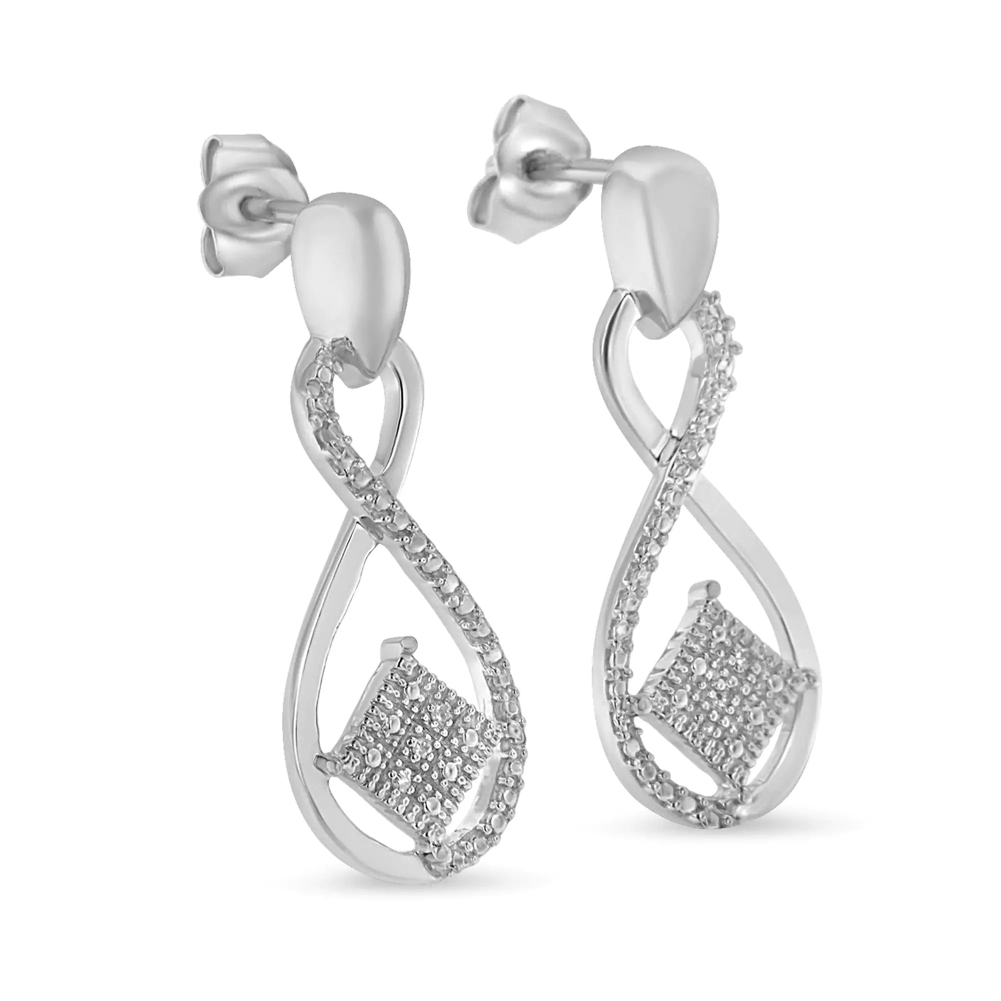 Sterling Silver Round Cut Diamond Infinity Earrings (0.04 cttw, H-I Color, I2-I3 Clarity) - Puritific