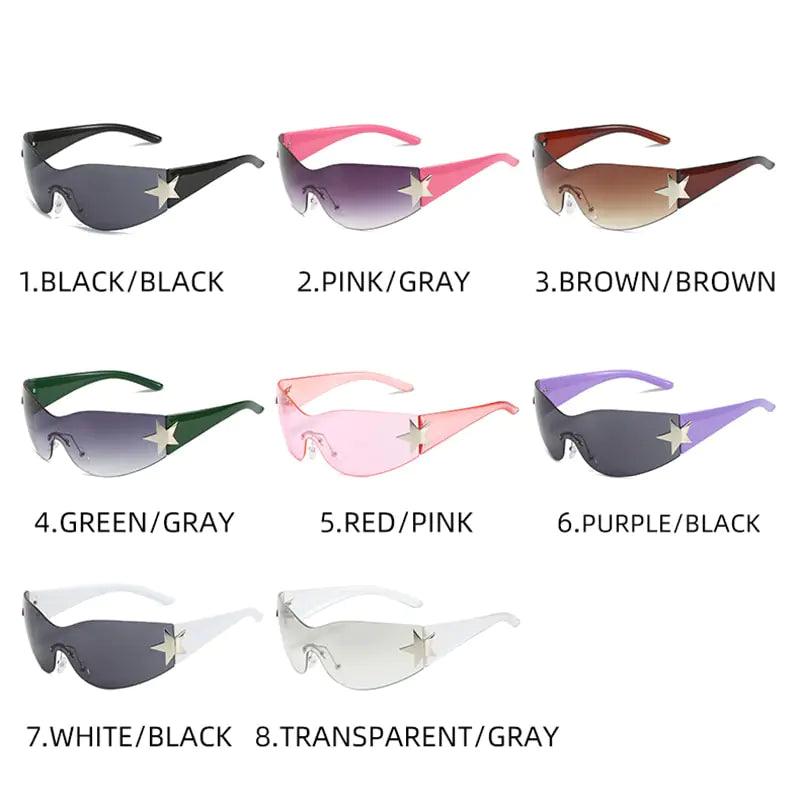 Y2K Star Punk Sports Sunglasses - UV400 Designer Sun Goggles for Men and Women - Puritific