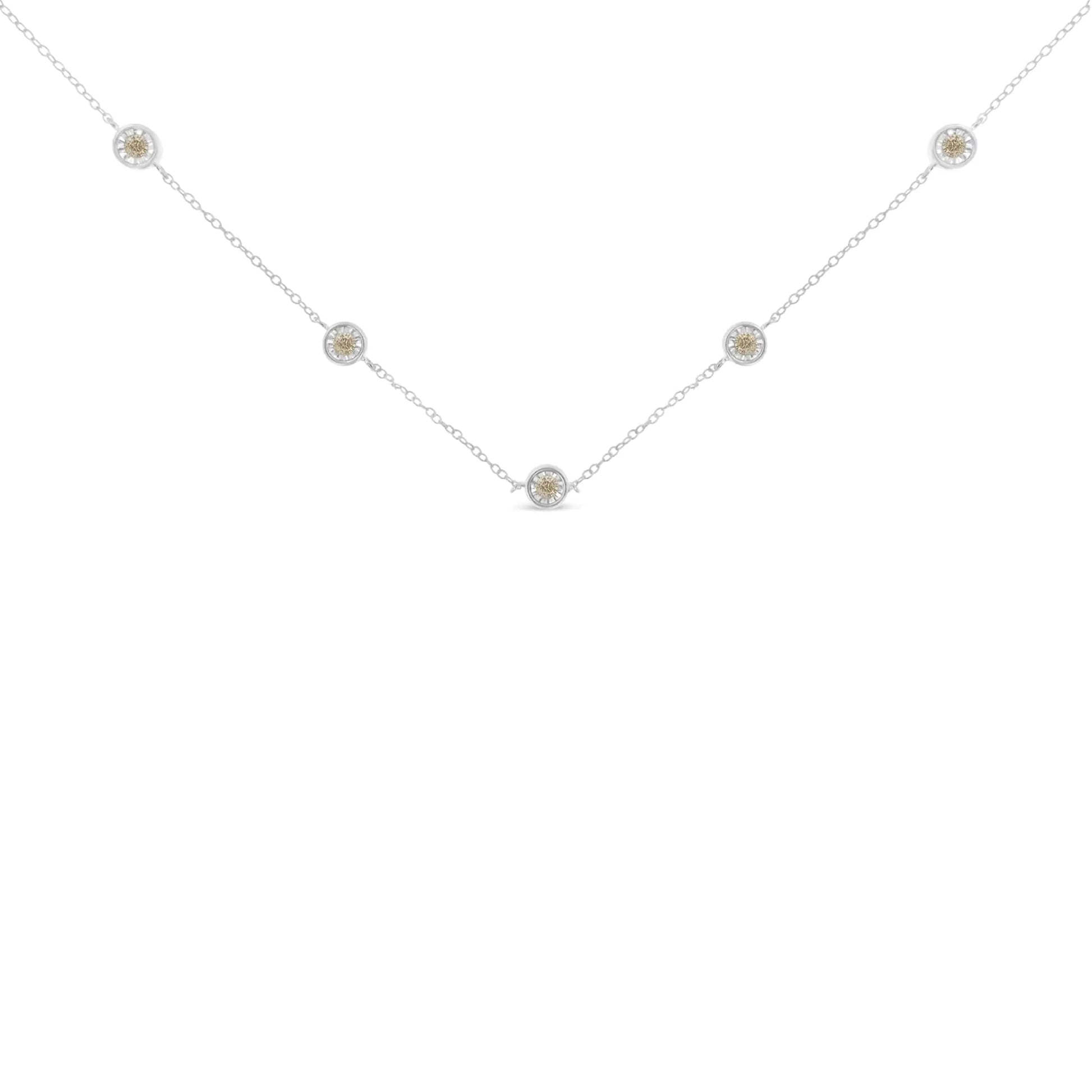 Sterling Silver Diamond Station Necklace (1/2 cttw, I-J Color, I1-I2 Clarity) - Puritific